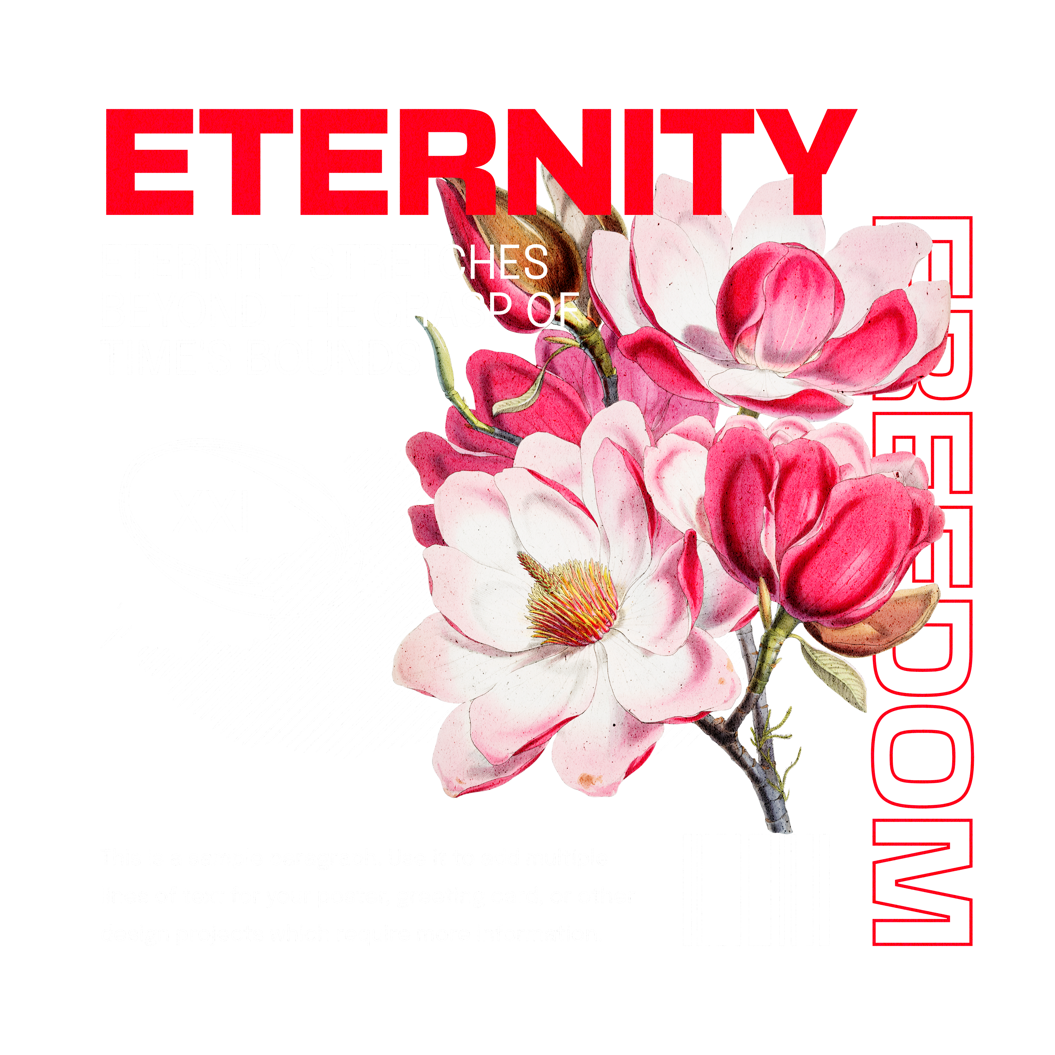 Eternity Freedom Magnolia Crewneck | Floral Graphic Sweater | Inspirational Streetwear | iSmash_Tees