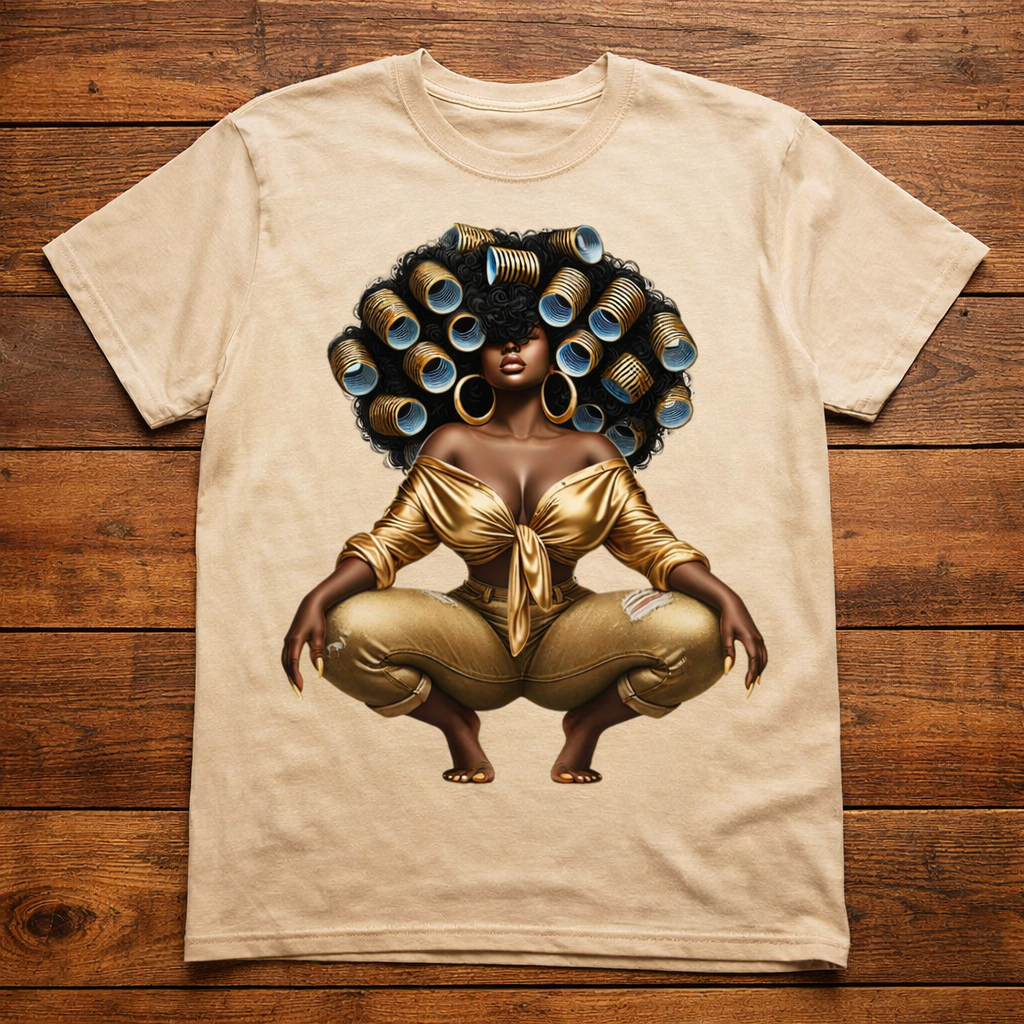 I- Melanin Queen Afro Art T-Shirt | Natural Hair Goddess Graphic Tee | Black Woman Empowerment Shirt | Afrocentric Fashion | BGM magic Tee