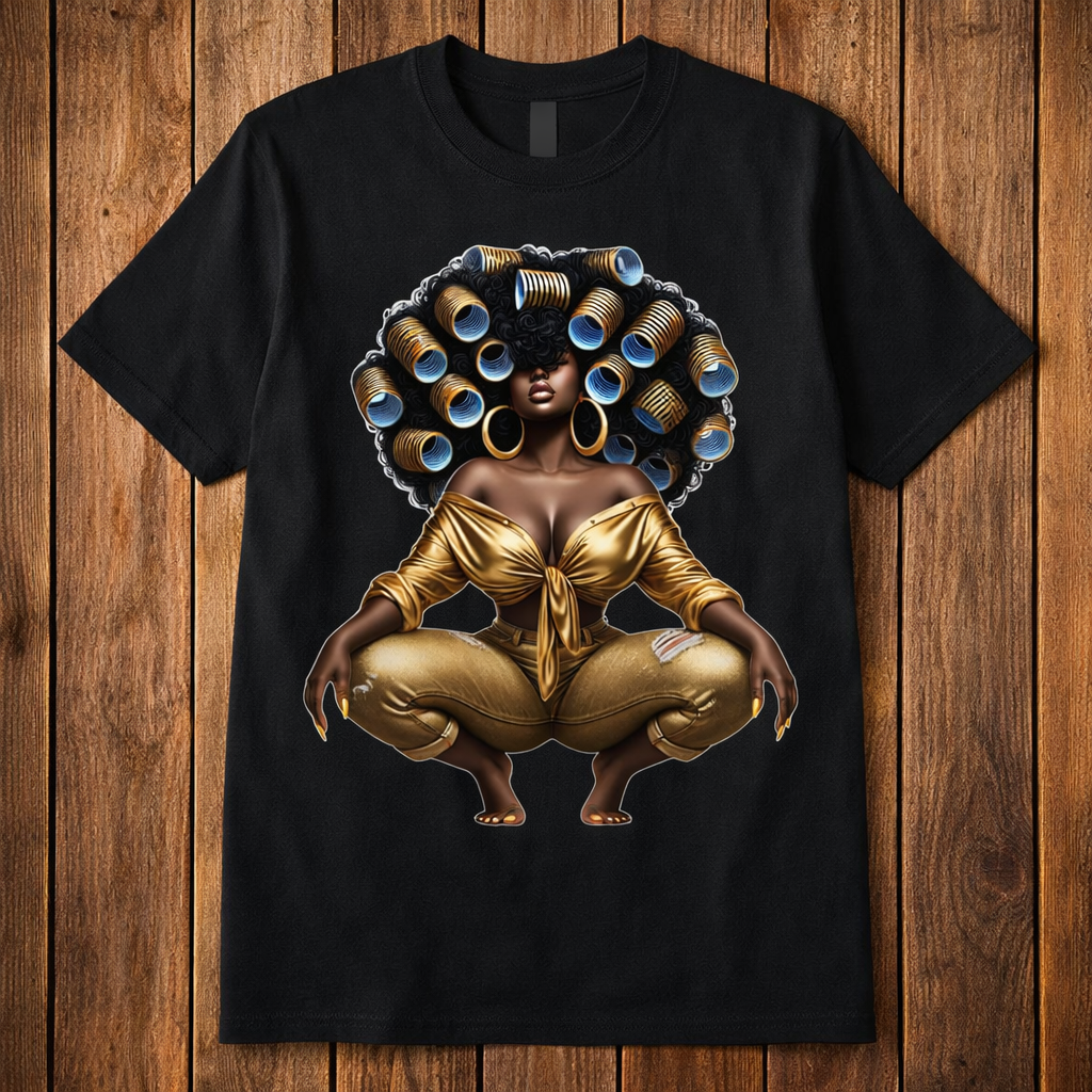 I- Melanin Queen Afro Art T-Shirt | Natural Hair Goddess Graphic Tee | Black Woman Empowerment Shirt | Afrocentric Fashion | BGM magic Tee