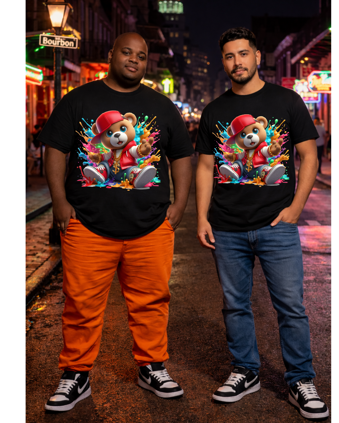 A- Color Splash Teddy Bear DTF Transfer • Streetwear Cartoon Design