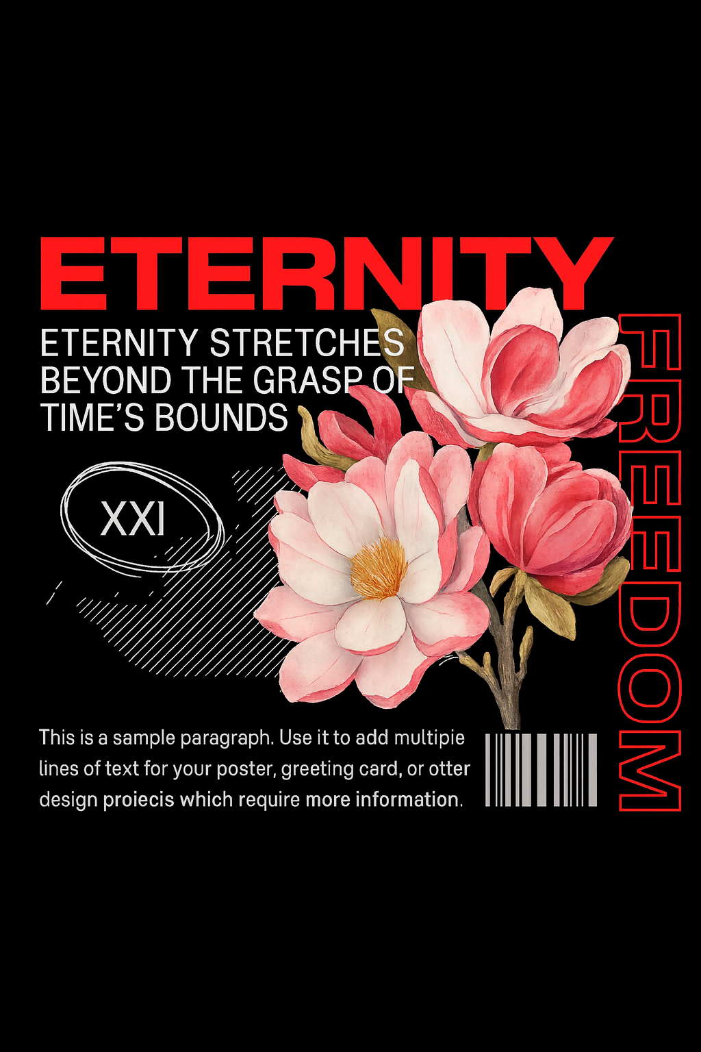 Eternity Freedom Magnolia Crewneck | Floral Graphic Sweater | Inspirational Streetwear | iSmash_Tees