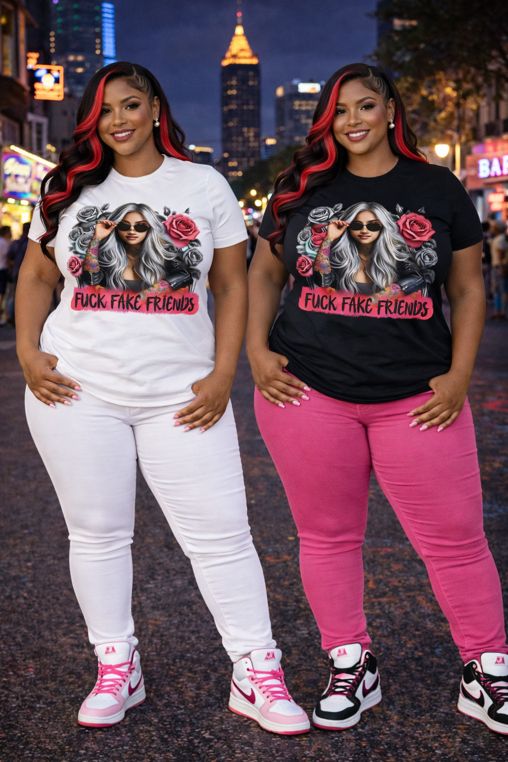 Fake Friends Ladies Pink Line Premium Shirt – Bold Feminine Streetwear | Pink Line Collection