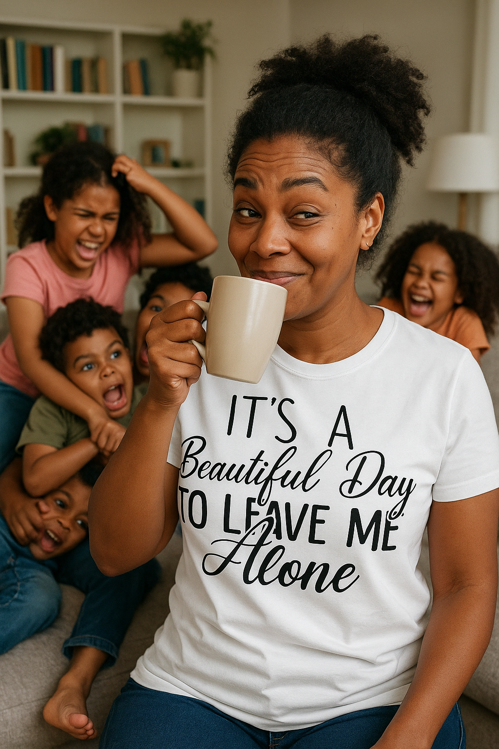 y- Funny Life T-Shirt – “It’s a Beautiful Day to Leave Me Alone” | Sarcastic Tee | Coffee Lover Shirt | Chaos Mom Graphic Tee