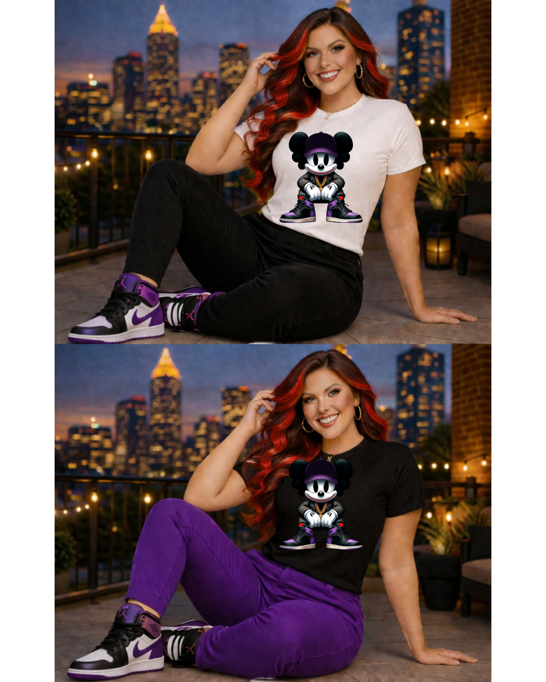 a-Purple Mouse Fusion Streetwear T-Shirt – Sneaker-Inspired Urban Graphic Tee | Premium Black Streetwear Shirt