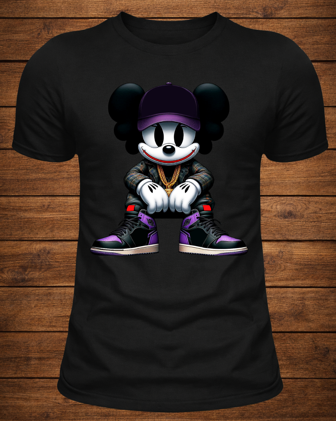 a-Purple Mouse Fusion Streetwear T-Shirt – Sneaker-Inspired Urban Graphic Tee | Premium Black Streetwear Shirt