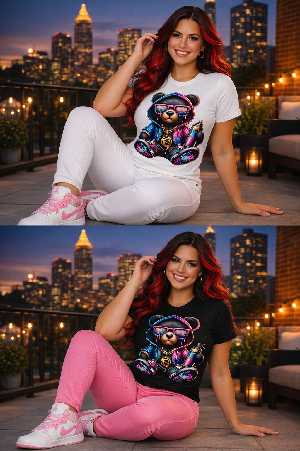 Neon Teddy Bear Graffiti T-Shirt, Streetwear Graphic Tee, Urban Hip Hop Shirt, Jordan Style Outfit Shirt, Spray Paint Bear Shirt, Mens Streetwear Tee, iSmash Tees