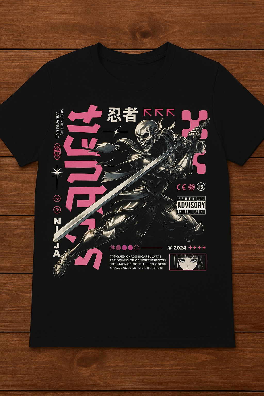 A-Slayer Chrome Knight Ninja Graphic T-Shirt – Futuristic Samurai Streetwear Tee | Anime Urban Style Shirt